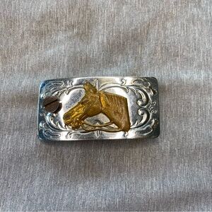 Vintage Chamber Belt Co Horse Head Western Cowboy Belt Buckle 1970s